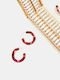 Dangling Round Earrings Red Red