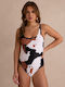 One-Piece Swimsuit White Print