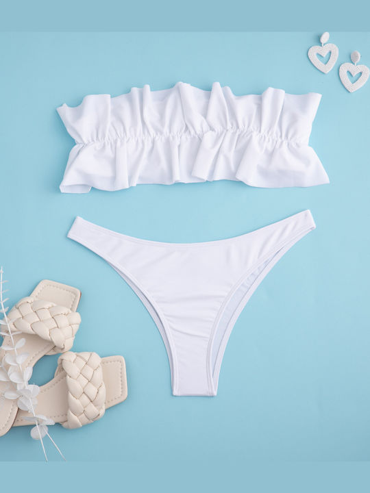 Strapless White Bikini Set