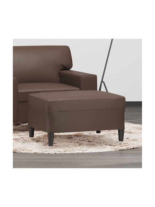 Footstool Upholstered with Brown Artificial Lea...