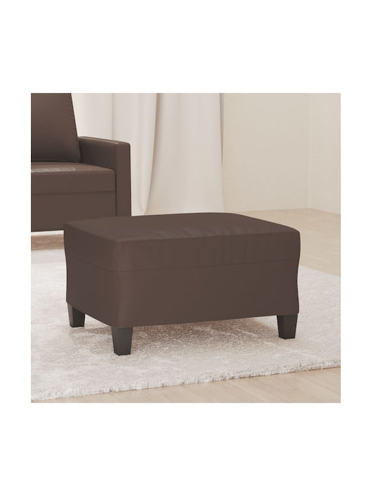 Footstool Upholstered with Brown Artificial Lea...