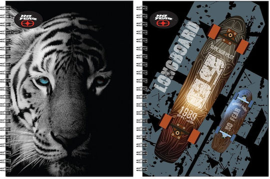No Fear Spiral Notebook Ruled B5 70 Sheets 2 Subjects 1pcs (Μiscellaneous Designs/Colors)