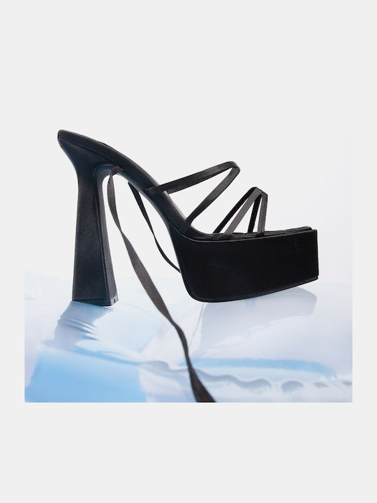 Double Strap Wide Heel Black Sandal