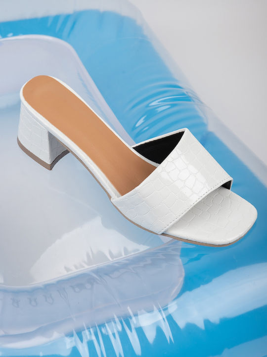 Women's Croco Patent Leather Mules White White