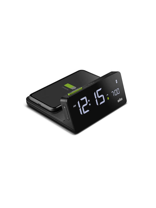 Braun Επιτραπέζιο Ψηφιακό Ρολόι με Ξυπνητήρι & Ασύρματη Φόρτιση Μαύρο BC21B