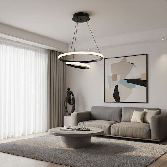 Powertech LED Κρεμαστό Φωτιστικό Μαύρο 40εκ.