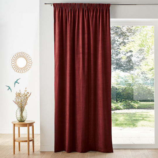 La Redoute Interieurs Κουρτίνα Παραθύρου με Τρέσα Κόκκινη 135x220εκ.