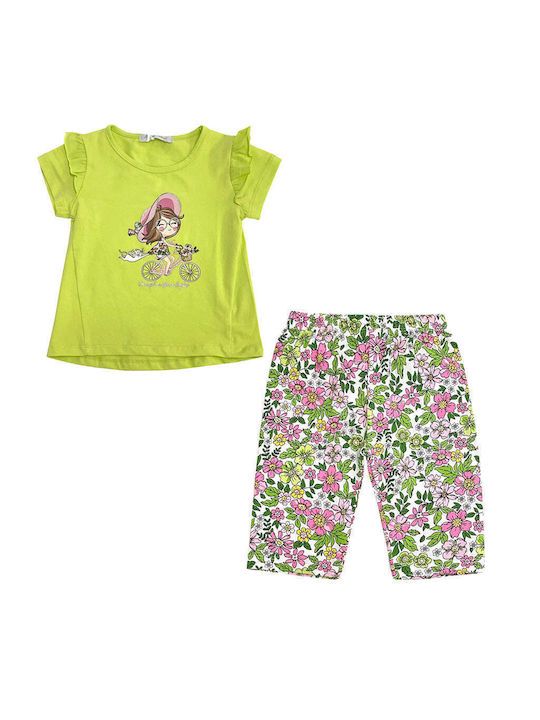 Ustyle Kids Set with Leggings Summer 2pcs Green