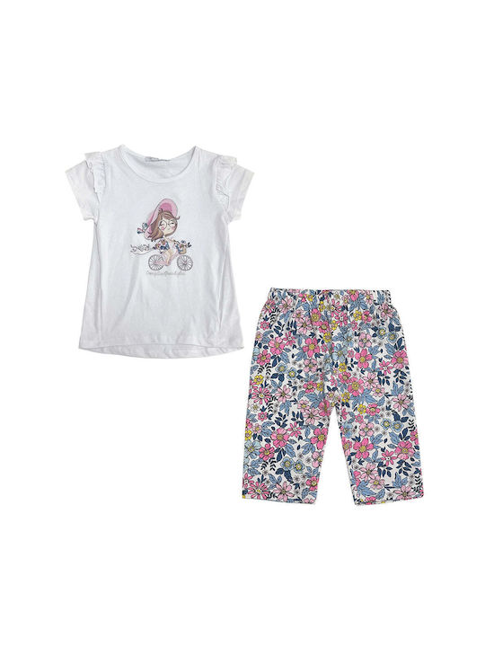 Ustyle Kids Set with Leggings Summer 2pcs White