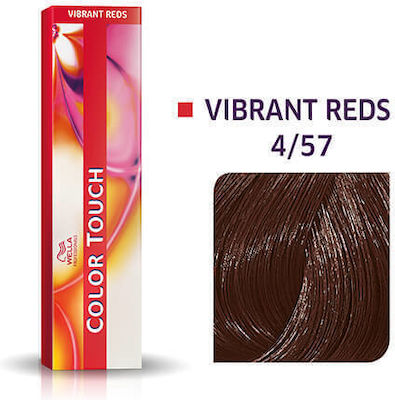 Wella Color Touch Vibrant Reds Βαφή Μαλλιών Χωρίς Αμμωνία 4/57 Καστανό Μαονί Καφέ 60ml