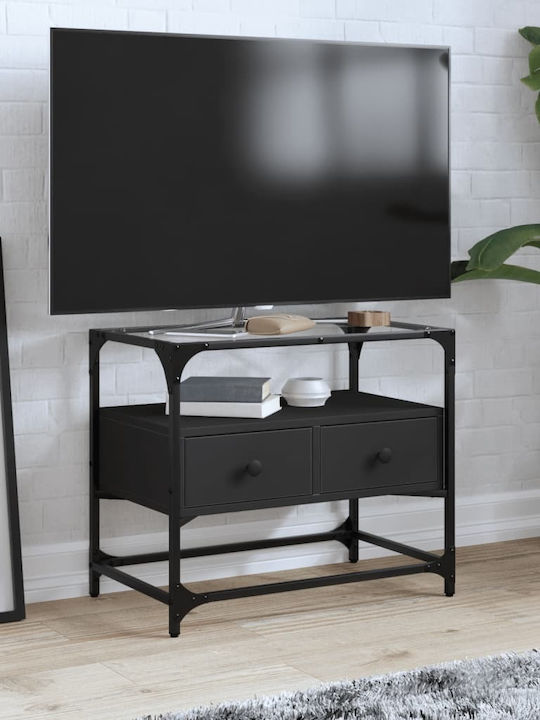 TV Stand Made of Metal and Wood Black 60x35x51 cm