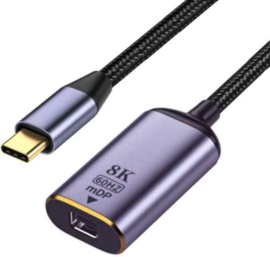 Μετατροπέας USB-C male σε mini DisplayPort female Γκρι 1τμχ 17839