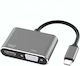 Convertor USB-C Masculin în HDMI / VGA 2x Femelă Gri 1 Bucată 17842