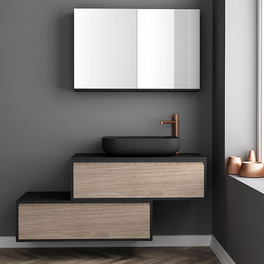 Orabella Waschtisch mit Waschbecken L150xB45xH60cm Matte Black