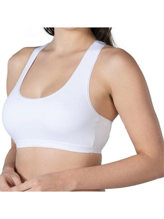 Women's White Sports Bra with Racerback