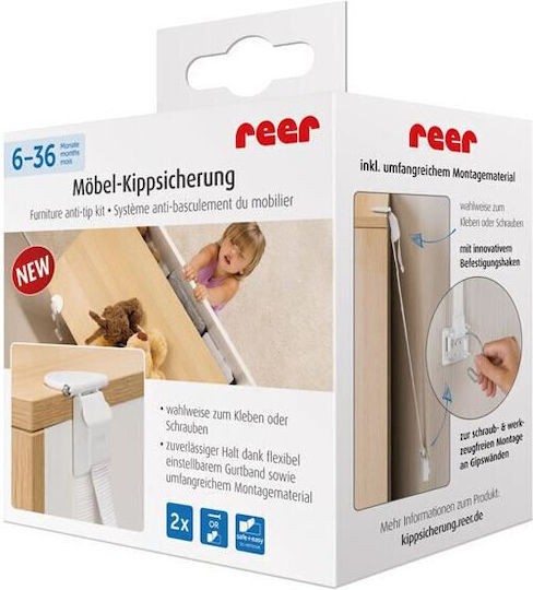 Reer Kit Προστασίας Απο Ανατροπή Για Έπιπ Protecții pentru Bebeluși din Plastic în Culoare Alb 2buc