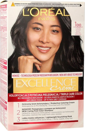 L'oreal Paris Excellence Creme Hair Colour Hair Paint 1 Czern 1pc