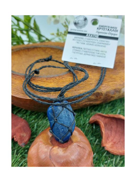 Macrame Blue Polished Agate Necklace