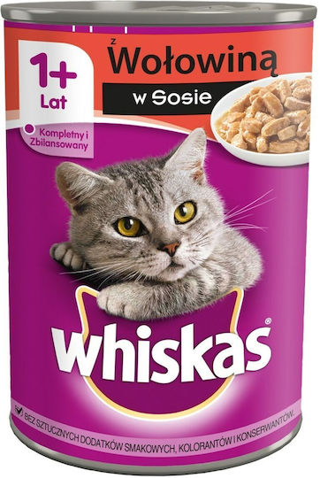Whiskas Wet Food for Senior Cats in Cans with Beef 400gr
