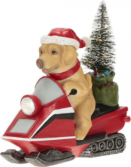Illuminated Christmas Figure Doggy Height 20.8cm with Snowmobile