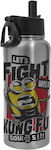 Koupakoupa Minions Let's Fight With Kung Fu Sounds Kinder Trinkflasche Thermos Minions Rostfreier Stahl mit Strohhalm Silber 950ml