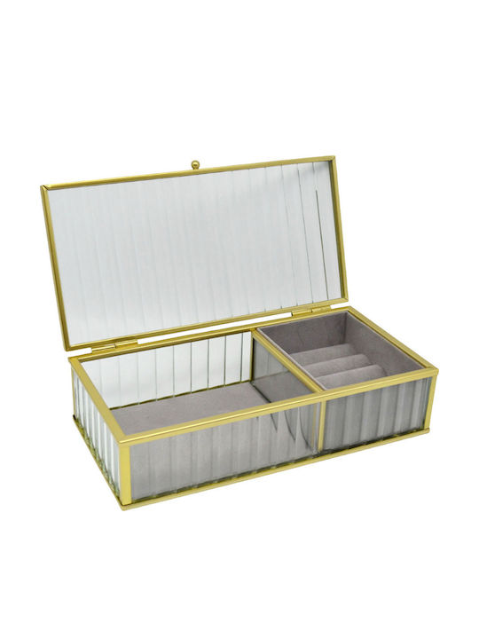 Ankor Glass Jewellery Box Gold 20x10x5cm
