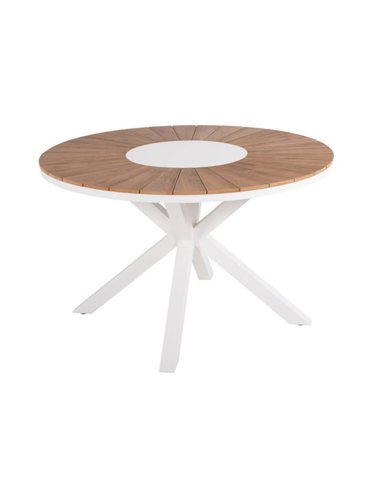 Masa pentru spații exterioare Aluminiu cu suprafață din lemn Moril Alb 150x150cm