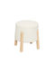 Fabric Garden Stool Outdoor White 41x35x41.5cm