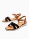 Leder Flache Sandalen für Damen Anatomisch in Schwarz Farbe