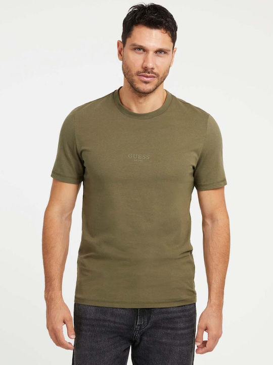 Guess Herren T-Shirt Kurzarm Khaki