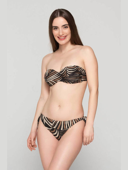 Luna Bikini Alunecare cu Șnururi Coffee