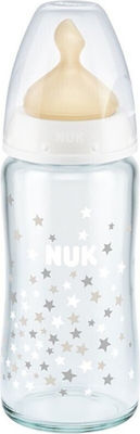 Nuk Sticlă de Sticlă pentru Bebeluși First Choice Plus Anti-Colici cu Tetină de Cauciuc pentru 0-6 luni Stele 240ml 1buc