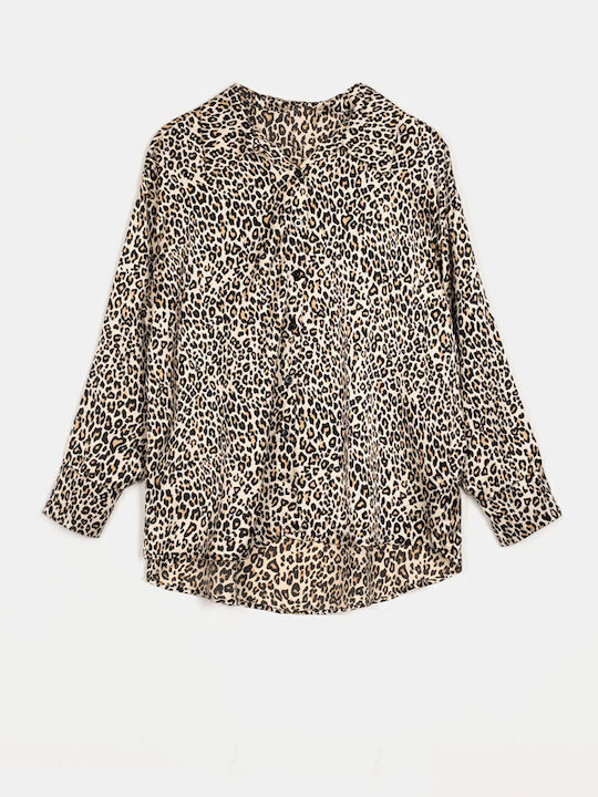 Satin Animal Print Shirt Animal-4