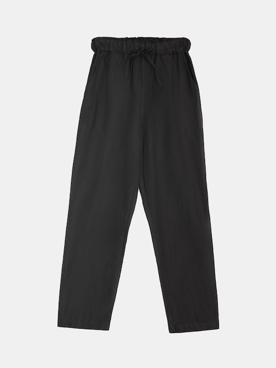 Basic Elastic Waist Black Sweatpants