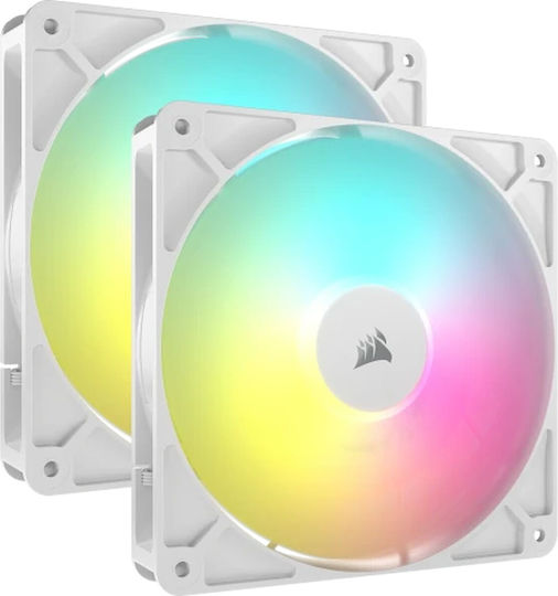 Corsair RS140 Case Fans (1700rpm / 95.5cfm) with ARGB Lighting and 4-Pin PWM Connection 2pcs White