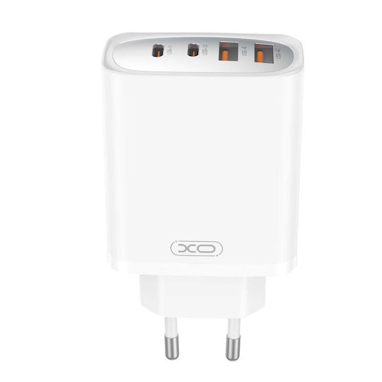 XO Зарядно без кабел с 2 USB-A порта и 2 USB-C порта 45W Power Delivery Бял (CE22)