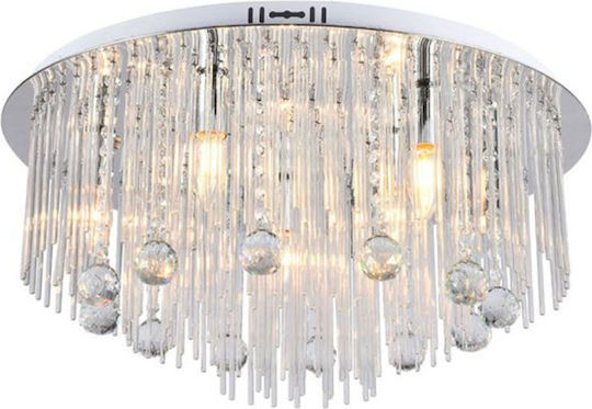 V-TAC Ceiling Mount Light 60cm Silver with Socket E14 with Crystals