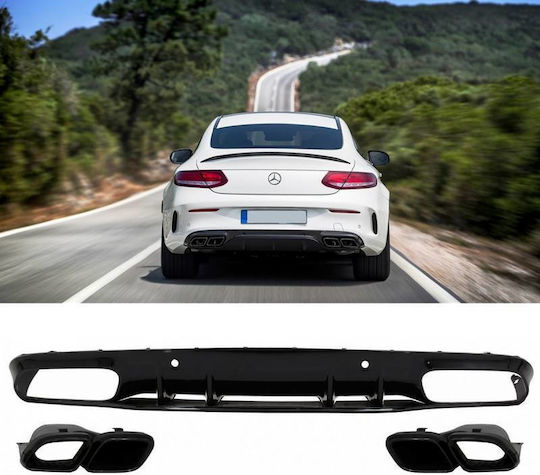 Rear Bumper Diffuser Mercedes-benz C-class C205 Coupe 14-21 Amg 63 Look Black Fins Mercedes Benz Carver