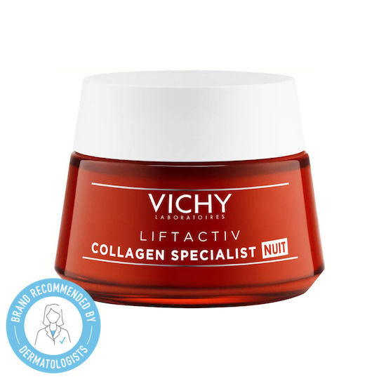 Liftactiv Collagen Specialist Cremă de Față de Noapte pentru Anti-îmbătrânire, Tonifiere și Strălucire cu Vitamina C și Colagen 50ml