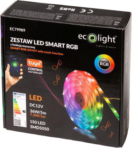 Eco Light Ταινία LED 12V RGB Φως 5m Τύπου SMD5050 με Τροφοδοτικό