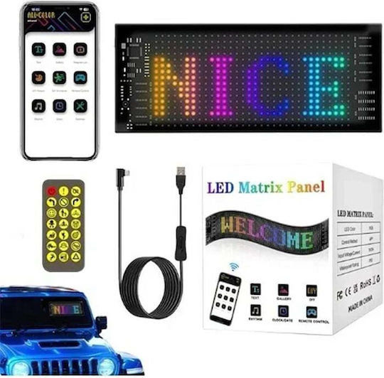 LED Flexibles Display-Panel-Schild Bluetooth Benutzerdefinierter Text Animiertes Bild über App Auto 10×37cm