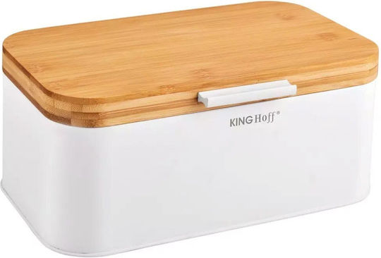 KING Hoff Cutie de pâine cu capac Metalic Albă 30x20x14cm