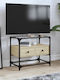 TV Stand Made of Metal and Brown Wood M60xD35xH51cm