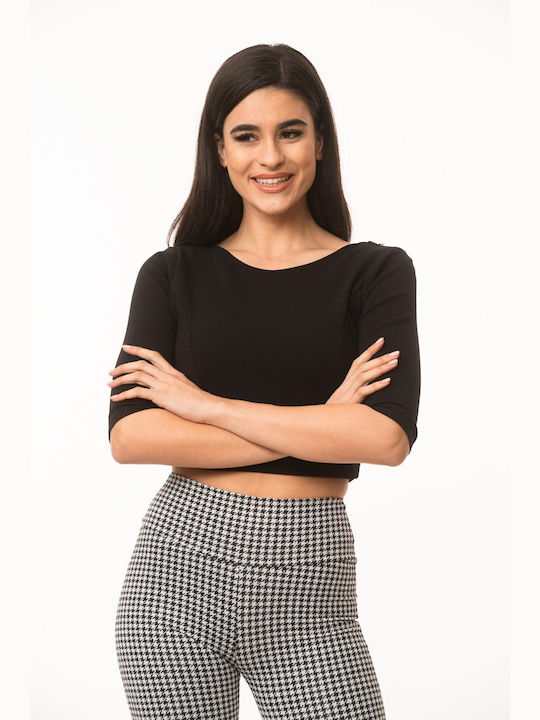 Dress Up pentru Femei Crop Top cu Decolteu în V Negru