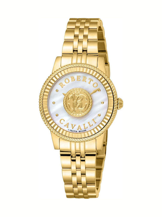 Roberto Cavalli Damen Uhr mit Gold Metallarmband