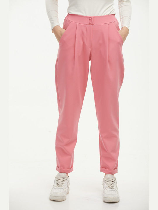 Ecstasy Women's Fabric Trousers Pink