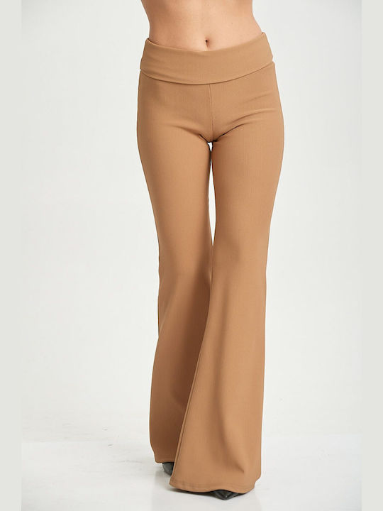 Ecstasy Women's Fabric Trousers Beige