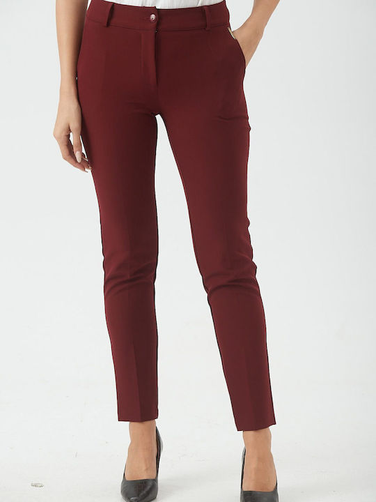 Kannelis Women's Fabric Trousers Bordeaux