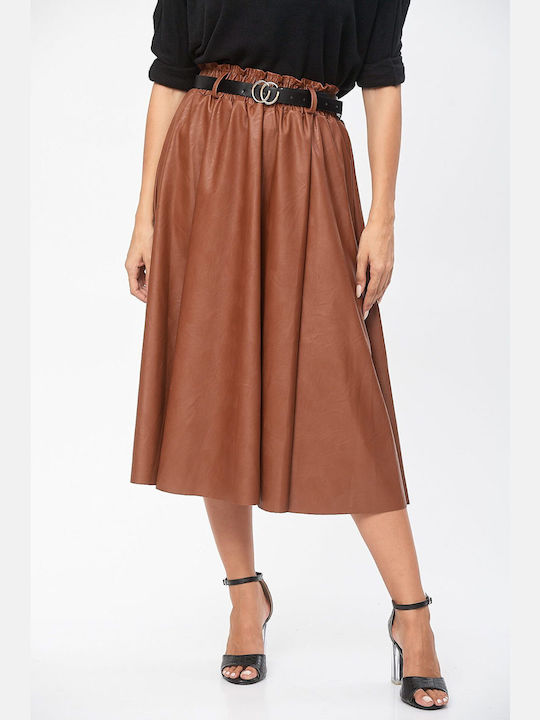 Boutique Leather Skirt Coffee