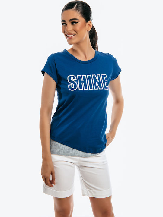 Damen Bluse Kurzärmelig Blue Roulette